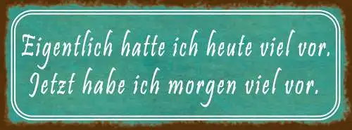 Schild Eigentlich Hatte Ich Heute Viel Vor Jetzt Hab Ich Morgen Viel Vor 27x10