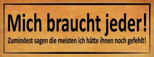 Schild Mich Braucht Jeder Sagen Die Meisten Ich Hätte Ihnen Noch Gefehlt 27x10