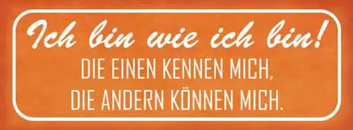 Schild Ich Bin Wie Ich Bin Die Einen Kennen Mich Die Anderen Können Mich 27x10