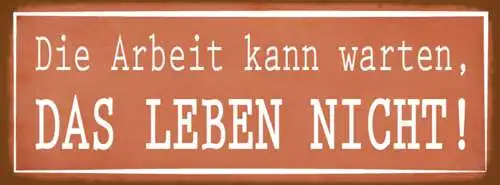 Schild Die Arbeit Kann Warten Das Leben Nicht Job Freizeit 27x10 Blech od.Holz
