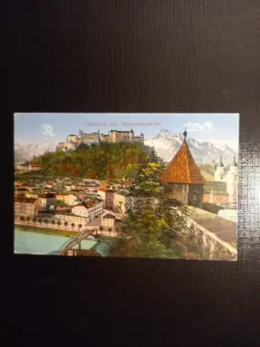 Salzburg, Festung und Untersberg vom Kapuzinergarten 430083 gr