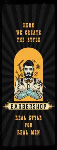 Schild Barbershop Real Style For Real Man Friseur Laden 27x10 Blech od.Holz
