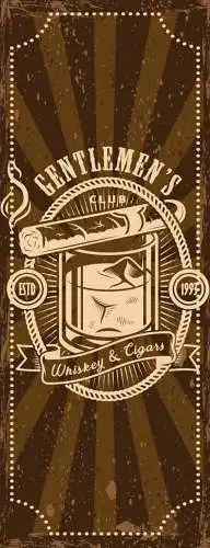 Schild Gentlemen's Club Whiskey & Cigars Whisky Zigarren 27x10 Blech od.Holz