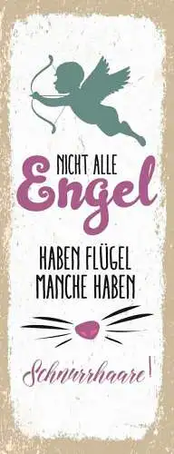 Schild nicht alle engel haben flügel manche haben schnurrhaare katze hund 27x10