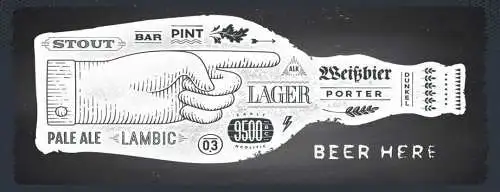Schild beer here weiß bier lager bar pint pale ale alkohol 27x10 blech od.holz
