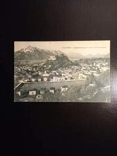 Salzburg, Festung u.Untersberg vom Kapuzinerberg m.neuem Justizgebäude 430073 gr