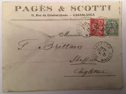 Brief Marokko Maroc  Protectorat Francaise Casablanca 15.5x11.5 14549A