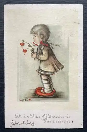 Die herzlichsten Glückwünsche zum Namenstag Kind Mädchen Blumen Kleid 410166 TH