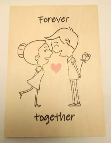 Holzpostkarte magnetisch "Forever together" Pärchen Liebe 14x10 Birkenholz 60065