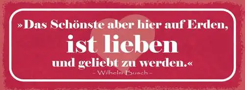 Schild Das Schönste Aber Hier Auf Erden Ist Lieben & Geliebt Zu Werden 27x10