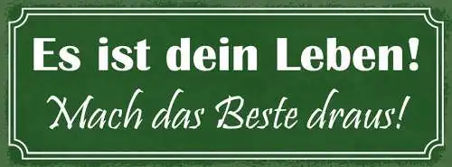 Schild Es Ist Dein Leben Mach Das Beste Draus Planung Traum 27x10 Blech od.Holz