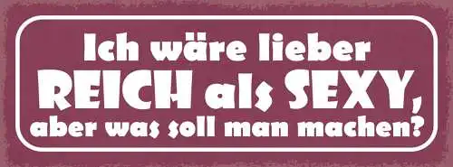 Schild Ich Wäre Lieber Reich Als Sexy Aber Was Soll Man Machen 27x10