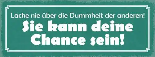 Schild Lache Nie Über Die Dummheit Der Anderen Sie Kann Deine Chance Sein 27x10