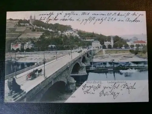 Würzburg Ludwigsbrücke Kirche Hügel Schiff Fluss 402567 WM F