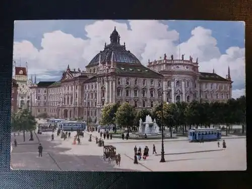 München Justizpalast Hauptplatz Alee Straßenbahn Kutsche Laterne 402584 WM F