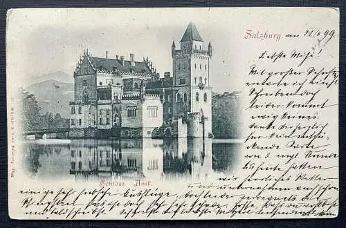 Schoss Anif Weiher Turm Gebäude Berg Park Wald Salzburg Österreich 410831 TH