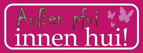 Schild Außen Pfui Innen Hui Aussehen Innere Werte Schönheit 27x10 Blech od. Holz