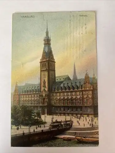 Ansichtskarte Hamburg, Rathaus, Straßenbahn 410013 AH
