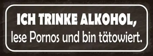 Schild Ich Trinke Alkohol Lese Pornos & Bin Tätowiert Tattoo 27x10 Blech od.Holz