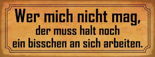 Schild Wer Mich Nicht Mag Der Muss Halt Noch Ein Bisschen An Sich Arbeiten 27x10