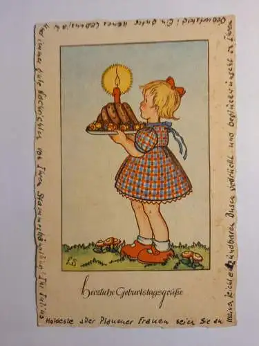 Herzliche Geburtstagswünsche, Mädchen mit Kuchen 180069 GR