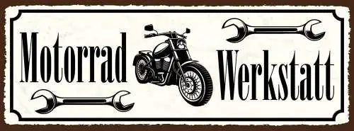 Schild Motorrad Werkstatt Mechaniker Moped Biker Bastler 27x10 Blech od.Holz