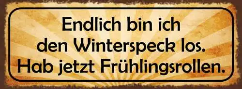 Schild Endlich Bin Ich Den Winterspeck Los Hab Jetzt Frühlingsrollen 27x10