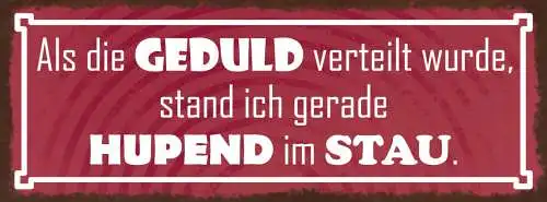 Schild Als Die Geduld Verteilt Wurde Stand Ich Gerade Hupend Im Stau Auto 27x10