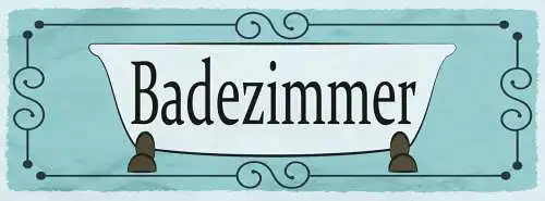 Schild Badezimmer Bad Dusche Badewanne Wohnung Haus Raum 27x10 Blech od.Holz