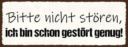 Schild Bitte Nicht Stören Ich Bin Schon Gestört Genug Irre 27x10 Blech od.Holz