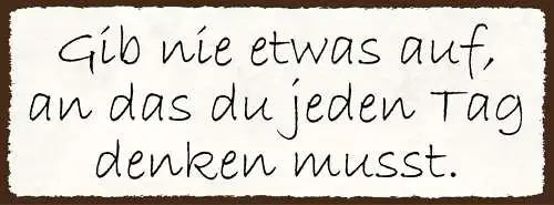 Schild Gib Nie Etwas Auf An Das Du Jeden Tag Denken Musst 27x10 Blech od.Holz