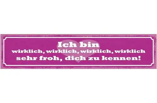 Schild Ich Bin Wirklich Wirklich Sehr Froh Dich Zu Kennen 46 x 10 Blech od. Holz