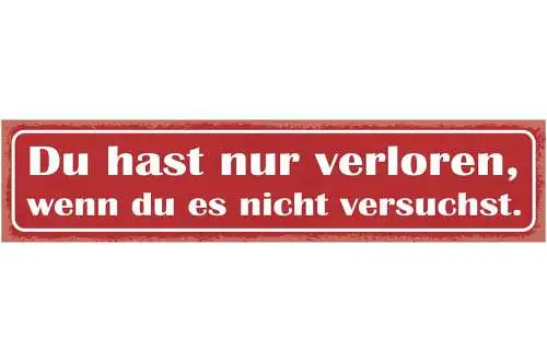 Schild du hast nur verloren wenn du es nicht versuchst 46 x 10 blech od. holz
