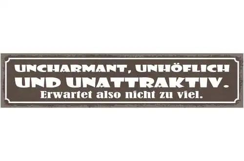 Schild uncharmant unhöflich und unattraktiv erwartet also nicht zu viel 46 x 10