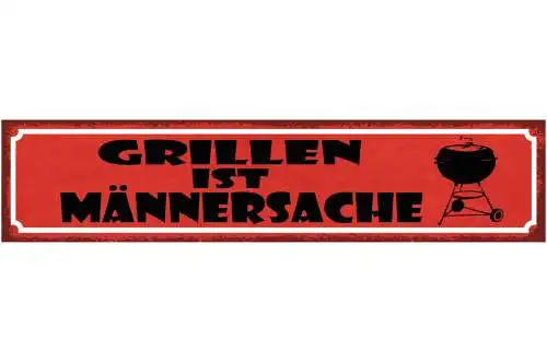 Schild Grillen Ist Männersache Grill Griller BBQ Fleisch 46 x 10 Blech od. Holz