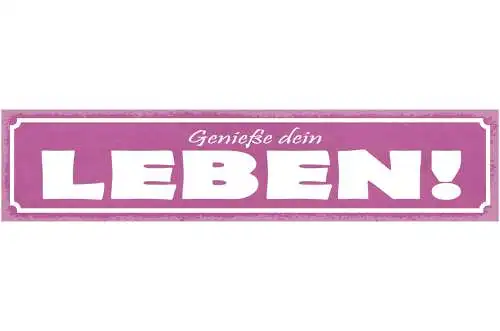 Schild Genieße Dein Leben Optimist Glück Lebensfroh 46 x 10 Blech od. Holz