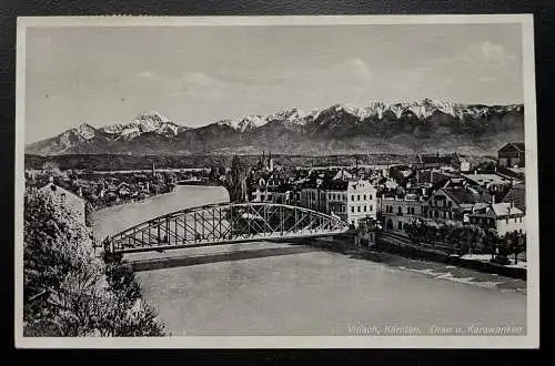 Villach Drau Karawanken Stadt Fluss Brücke Gebirge Kärnten Österreich 600138A D
