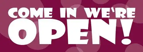 Schild come in we're open geöffnet offen geschäft laden 27 x 10 blech od. holz