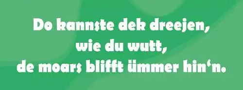 Schild du kannste dek dreejen wie du wutt de moars blifft ümmer hin'n 27 x 10