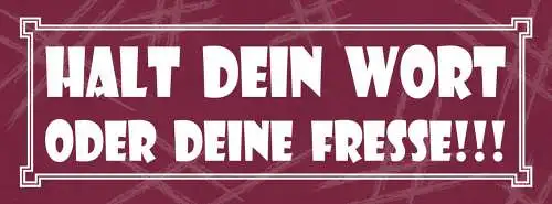 Schild Halt Dein Wort Oder Deine Fresse Mund Versprechen 27 x 10 Blech od. Holz