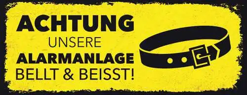 Schild achtung unsere alarmanlage bellt & beißt hund wachhund 27x10blech od.holz