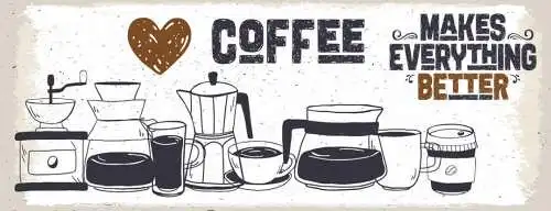 Schild Coffee Makes Everything Better Kaffee Alles Besser 27x10 Blech od.Holz