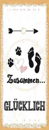 Schild zusammen glücklich katze hund mensch haus tier liebe 27x10 blech od.holz