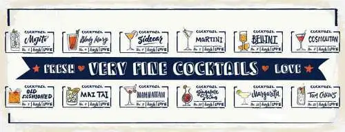 Schild Very Fine Cocktails Fresh Love Drinks Alkohol Bar 27x10 Blech od.Holz