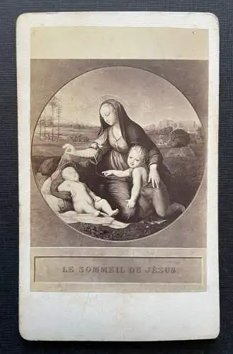 Foto Madonna m.d. schlafenden Kinde Raffael Bild Gemälde ca.10,1x6,2cm 402321 TH