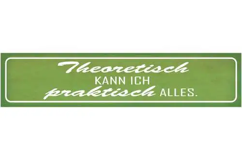 Schild Theoretisch Praktisch Können Fähigkeiten Arbeit Job 46 x 10 Blech od.Holz