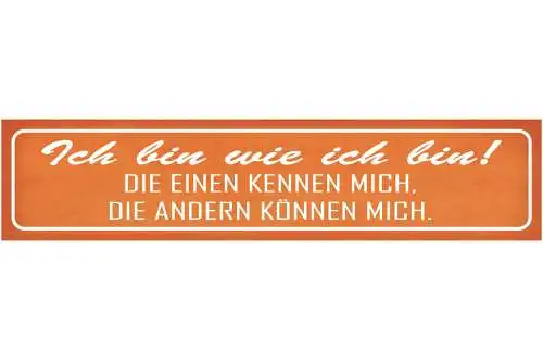 Schild Bin Wie Ich Bin Kennen Bekannte Können Mich Egal 46 x 10 Blech od.Holz
