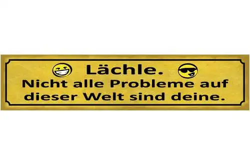 Schild Lächle Nicht Alle Probleme dieser Welt sind Deine 46 x 10 Blech od. Holz