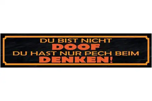Schild Du Bist Nicht Doof Nur Pech Beim Denken Dumm Blöd 46 x 10 Blech od. Holz