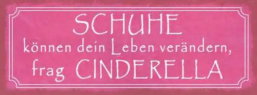Schild schuhe können dein leben verändern frag cinderella 27x10 blech od.holz